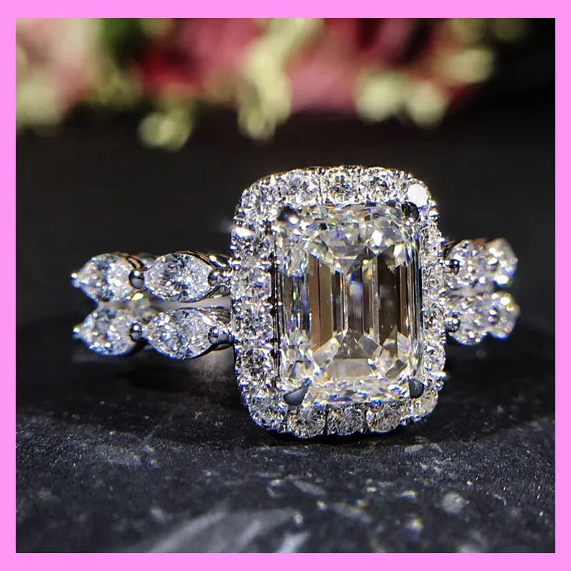 【1-01.38#】Prnecess cut clean  Ring for female fashion daily engagement wedding anniversary