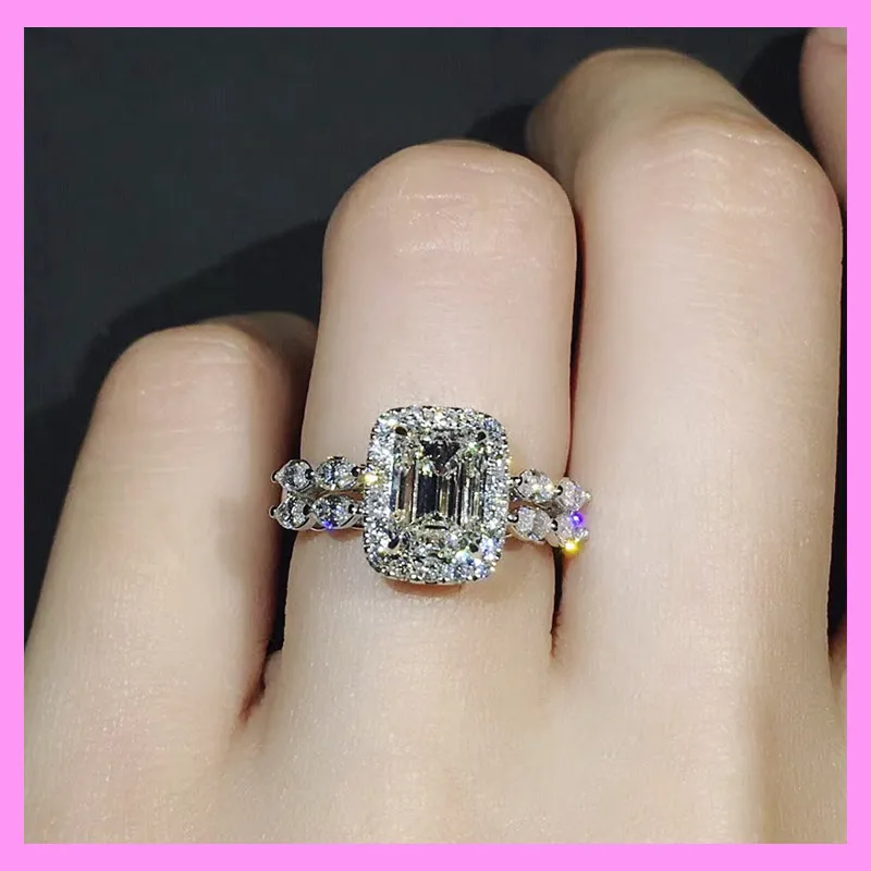 【1-01.38#】Prnecess cut clean  Ring for female fashion daily engagement wedding anniversary