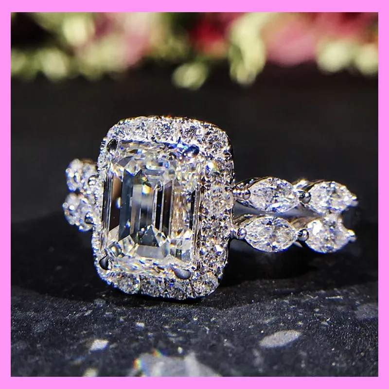 【1-01.38#】Prnecess cut clean  Ring for female fashion daily engagement wedding anniversary