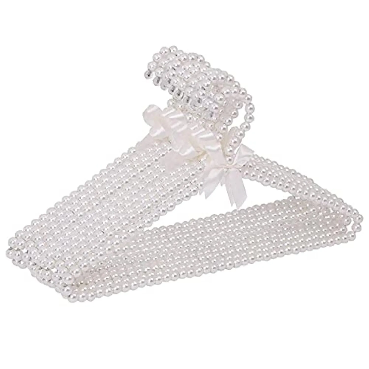 10Pcs Pearl Beaded Clothes Rack Large Bowknot Wedding Shop Daily Pants Hangers 1