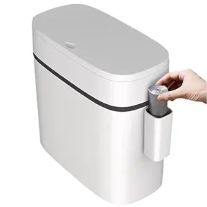 12 Liter Slim Plastic Trash Can With Lid,2.6 Gallon Double Barrel Waste Basket,R