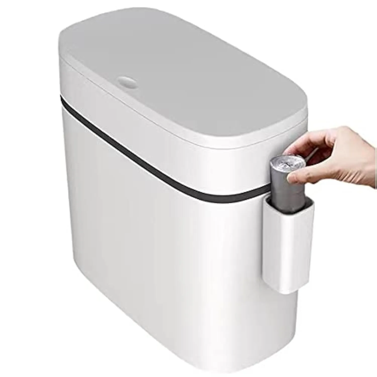 12 Liter Slim Plastic Trash Can With Lid,2.6 Gallon Double Barrel Waste Basket,R