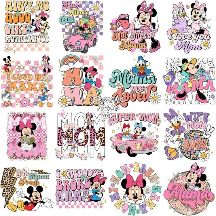 24 Cartoon Mom Mother's Day Designs Bundle PNG