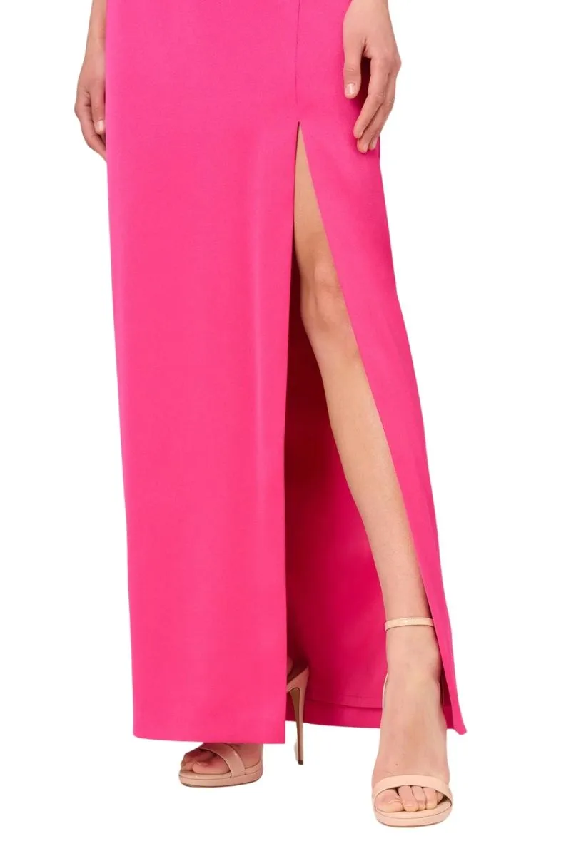 Aidan Mattox Satin Halter Rosette Accent Dress