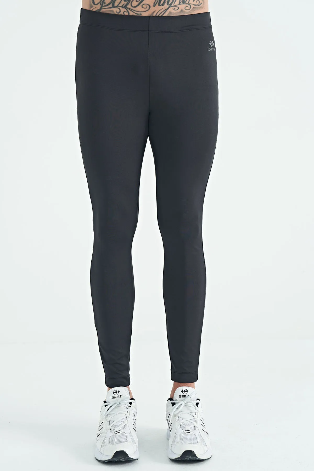 arka bilek baski detayli yüksek bel slim fit aktif spor erkek tayt - 84988