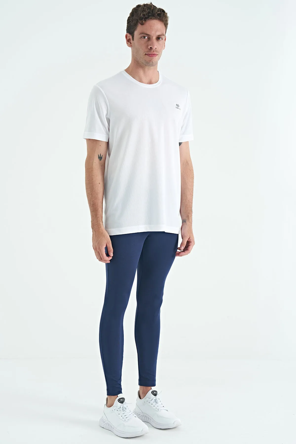 arka bilek baski detayli yüksek bel slim fit aktif spor erkek tayt - 84988