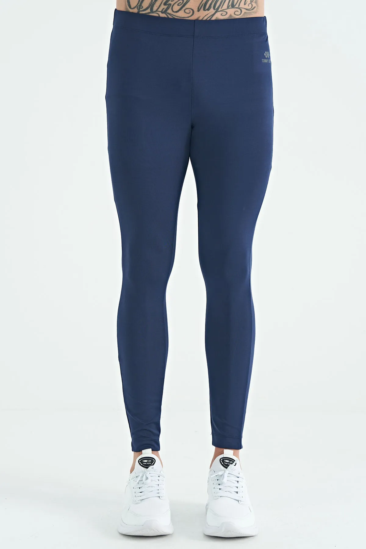 arka bilek baski detayli yüksek bel slim fit aktif spor erkek tayt - 84988