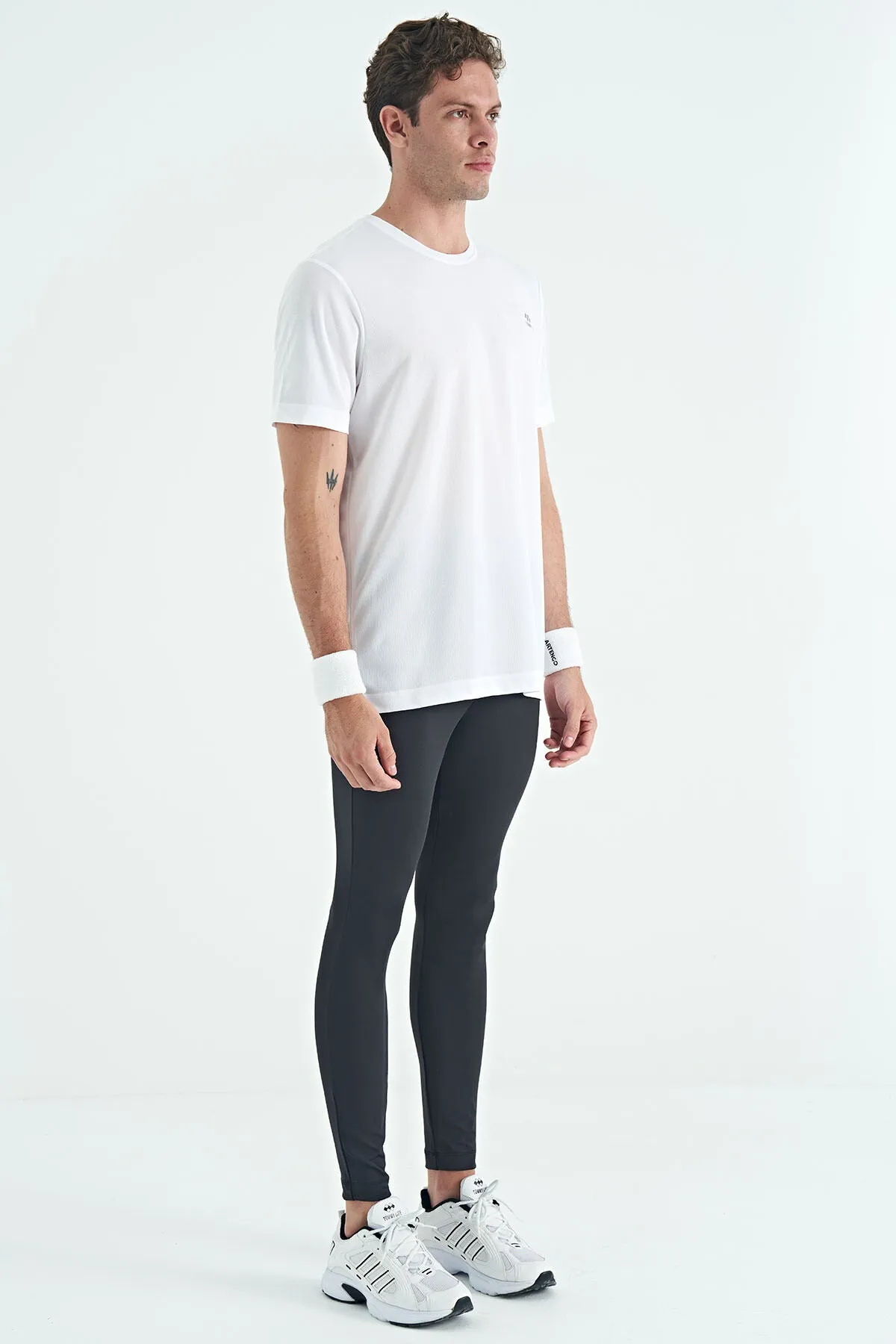 arka bilek baski detayli yüksek bel slim fit aktif spor erkek tayt - 84988