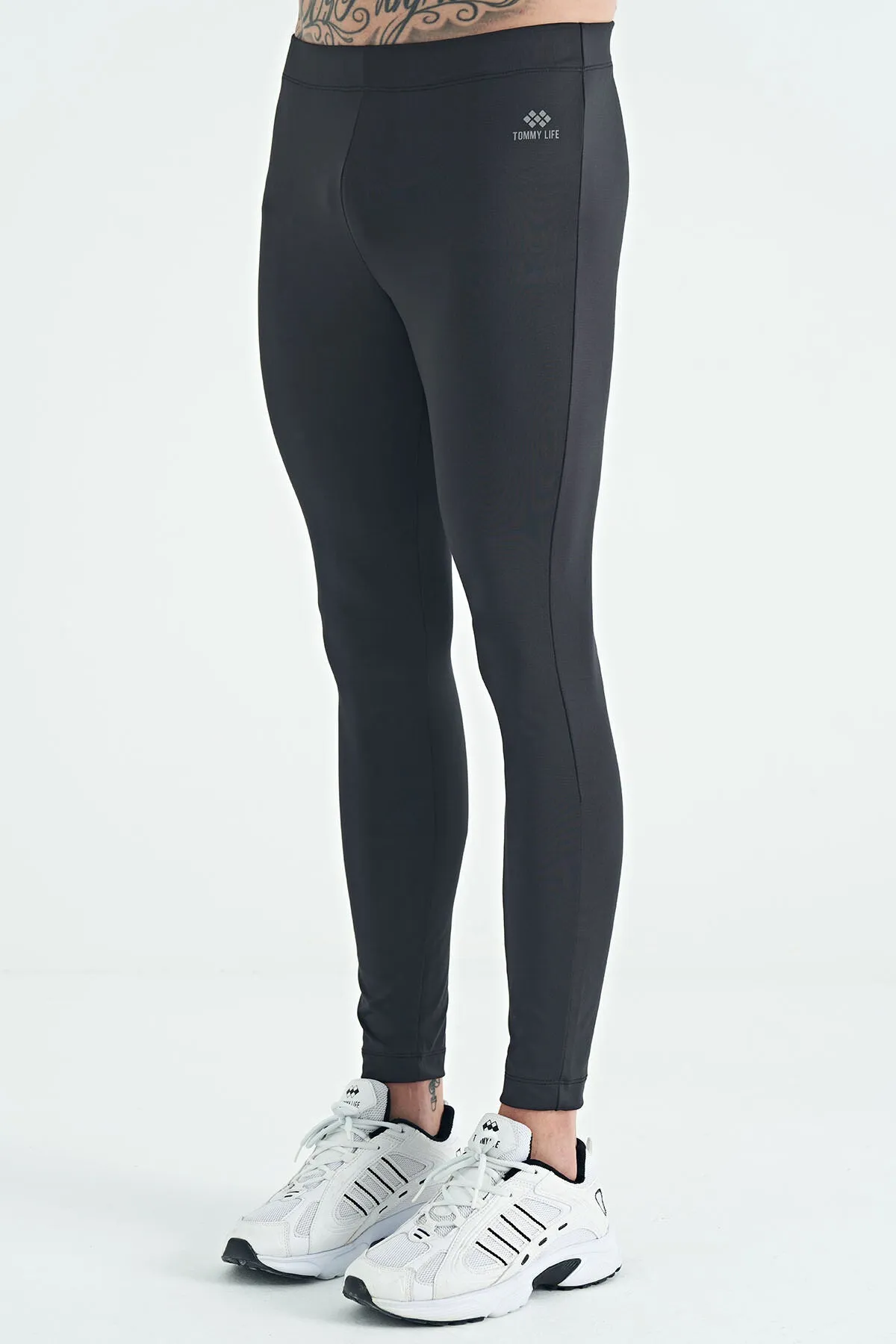 arka bilek baski detayli yüksek bel slim fit aktif spor erkek tayt - 84988