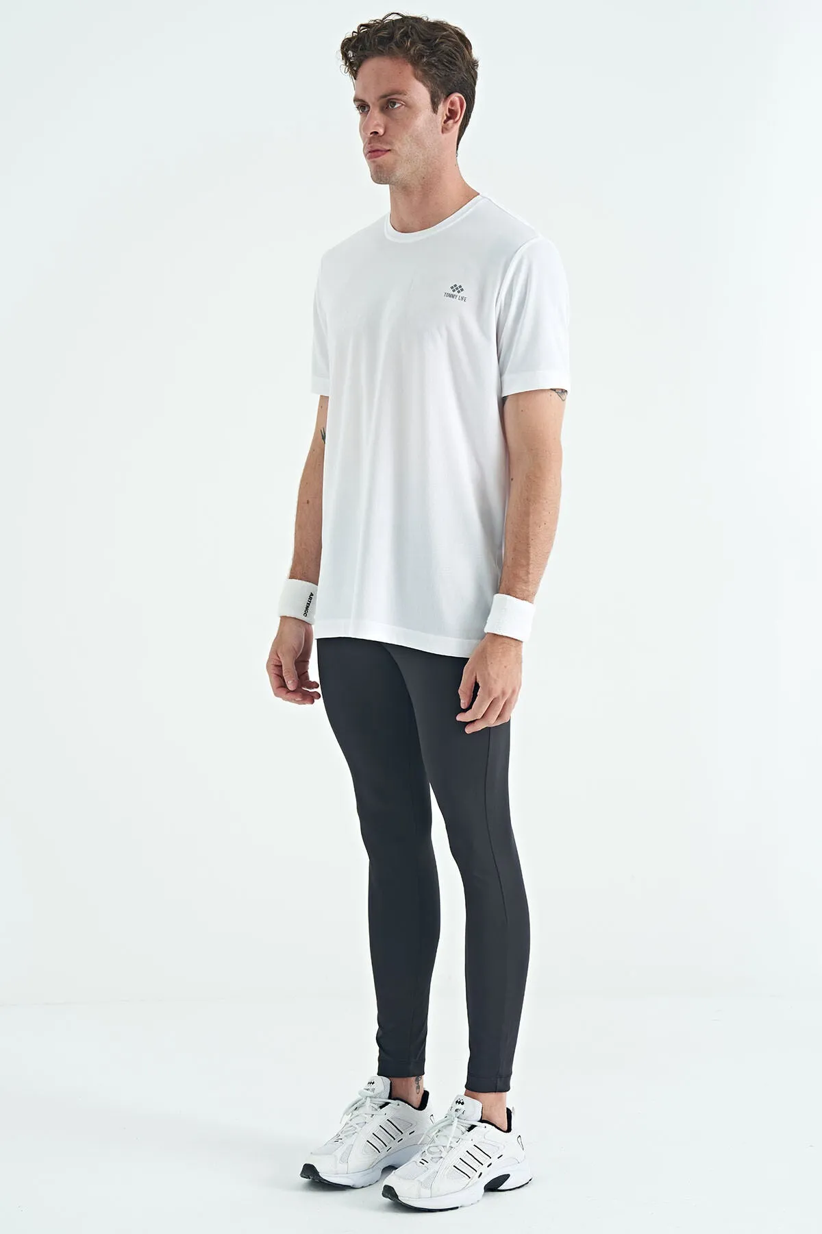 arka bilek baski detayli yüksek bel slim fit aktif spor erkek tayt - 84988