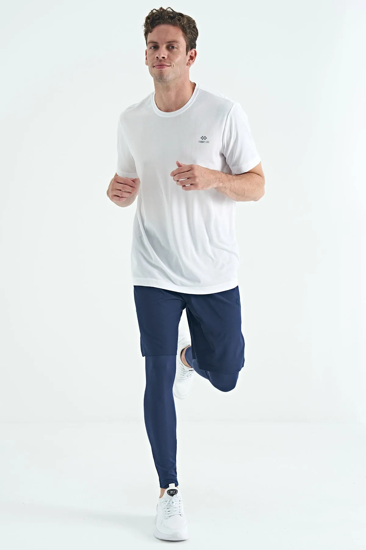arka bilek baski detayli yüksek bel slim fit aktif spor erkek tayt - 84988
