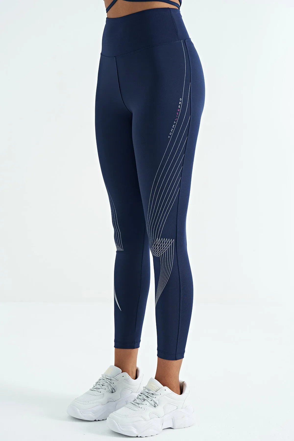baskili yüksek bel slim fit kadin tayt - 94639