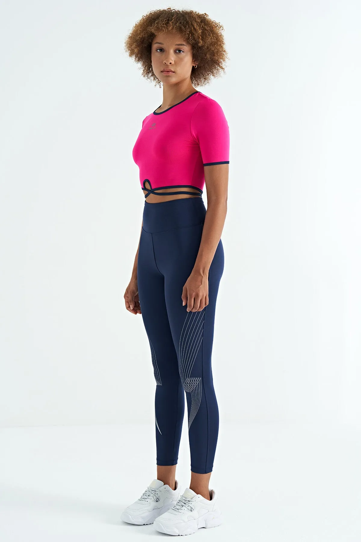 baskili yüksek bel slim fit kadin tayt - 94639