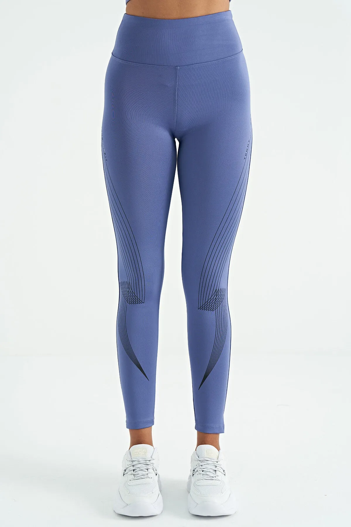 baskili yüksek bel slim fit kadin tayt - 94639