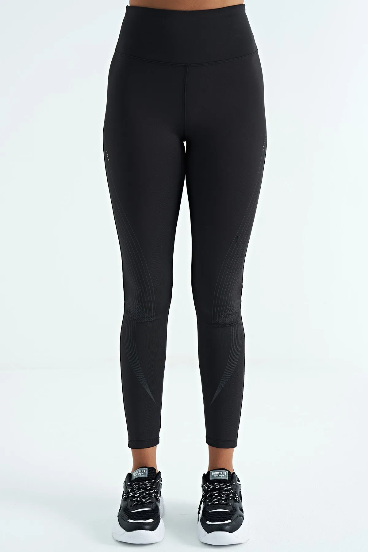 baskili yüksek bel slim fit kadin tayt - 94639