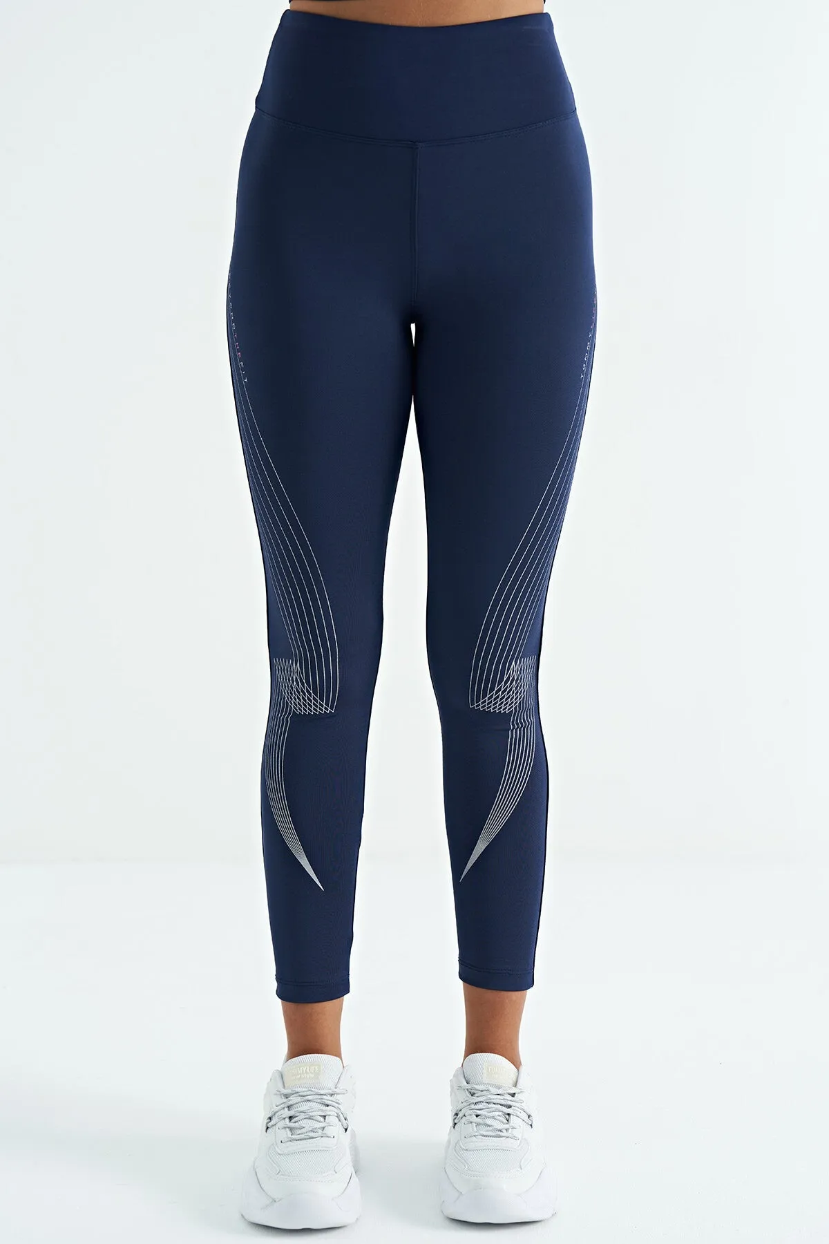 baskili yüksek bel slim fit kadin tayt - 94639