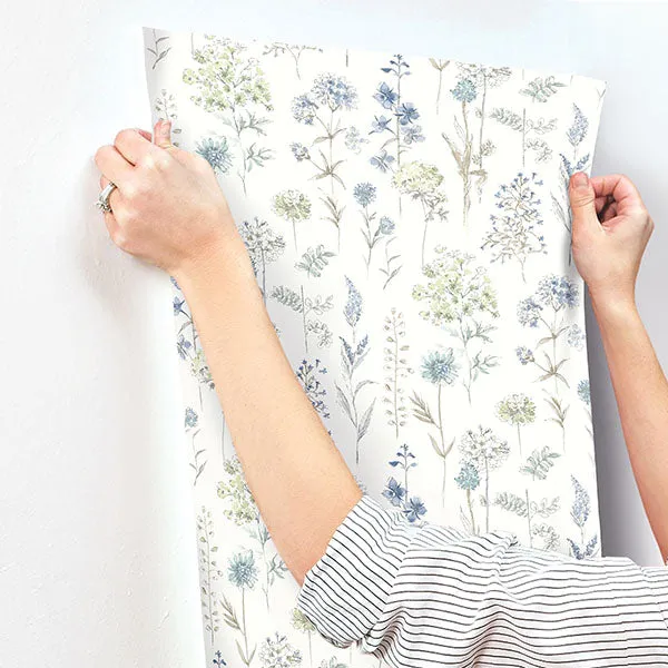 Bergamot Sea Green Wildflower Wallpaper
