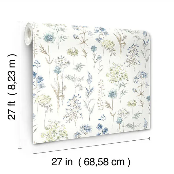 Bergamot Sea Green Wildflower Wallpaper