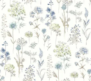 Bergamot Sea Green Wildflower Wallpaper