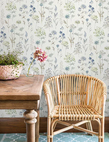 Bergamot Sea Green Wildflower Wallpaper
