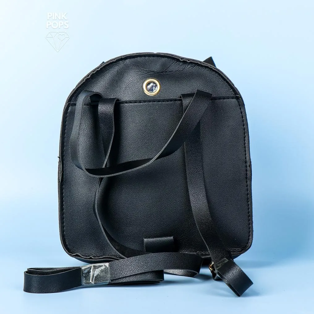 Black Fur Leather Mini Backpack
