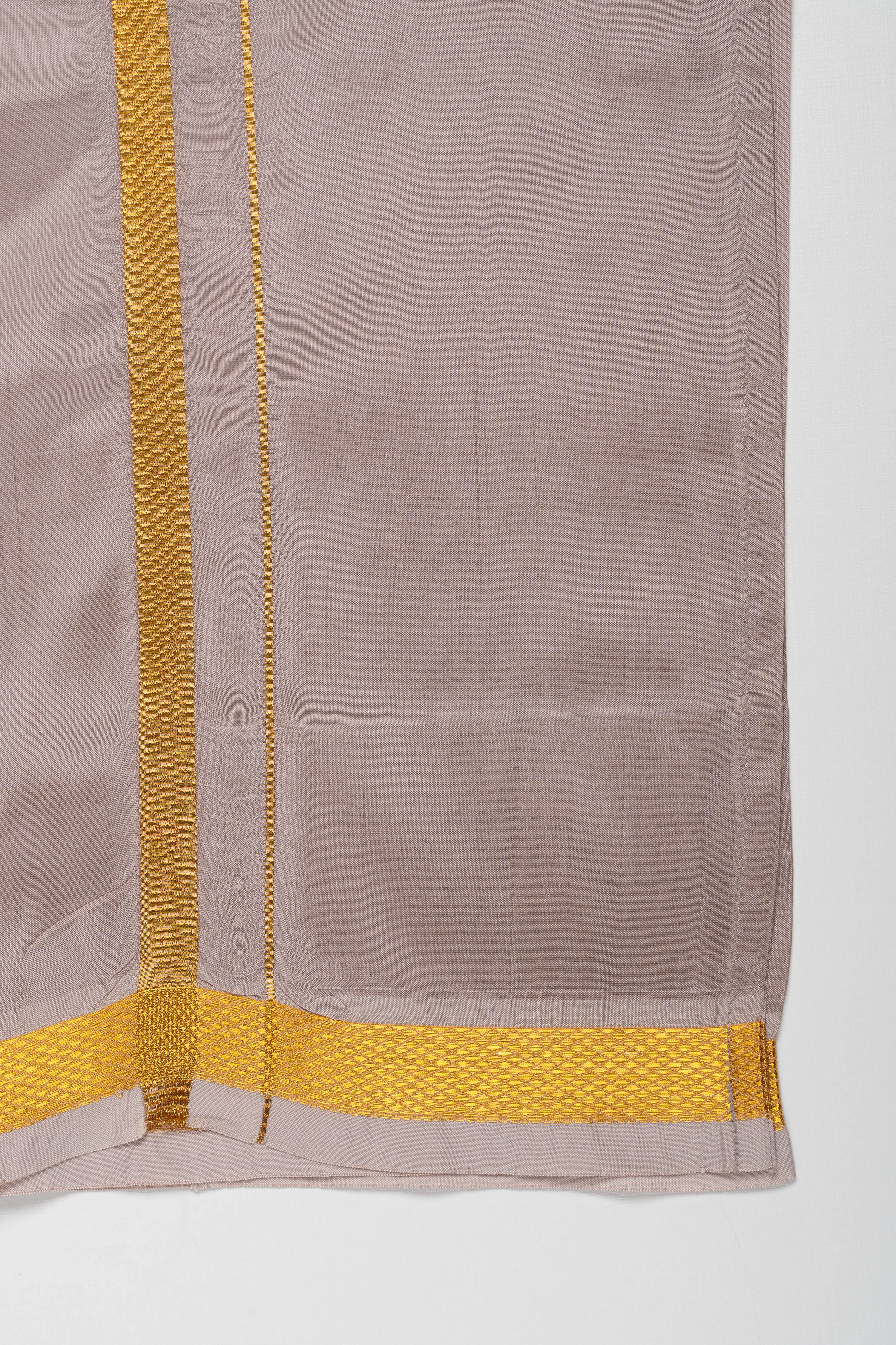 Boys Elegant Silk Dhoti with Golden Accents
