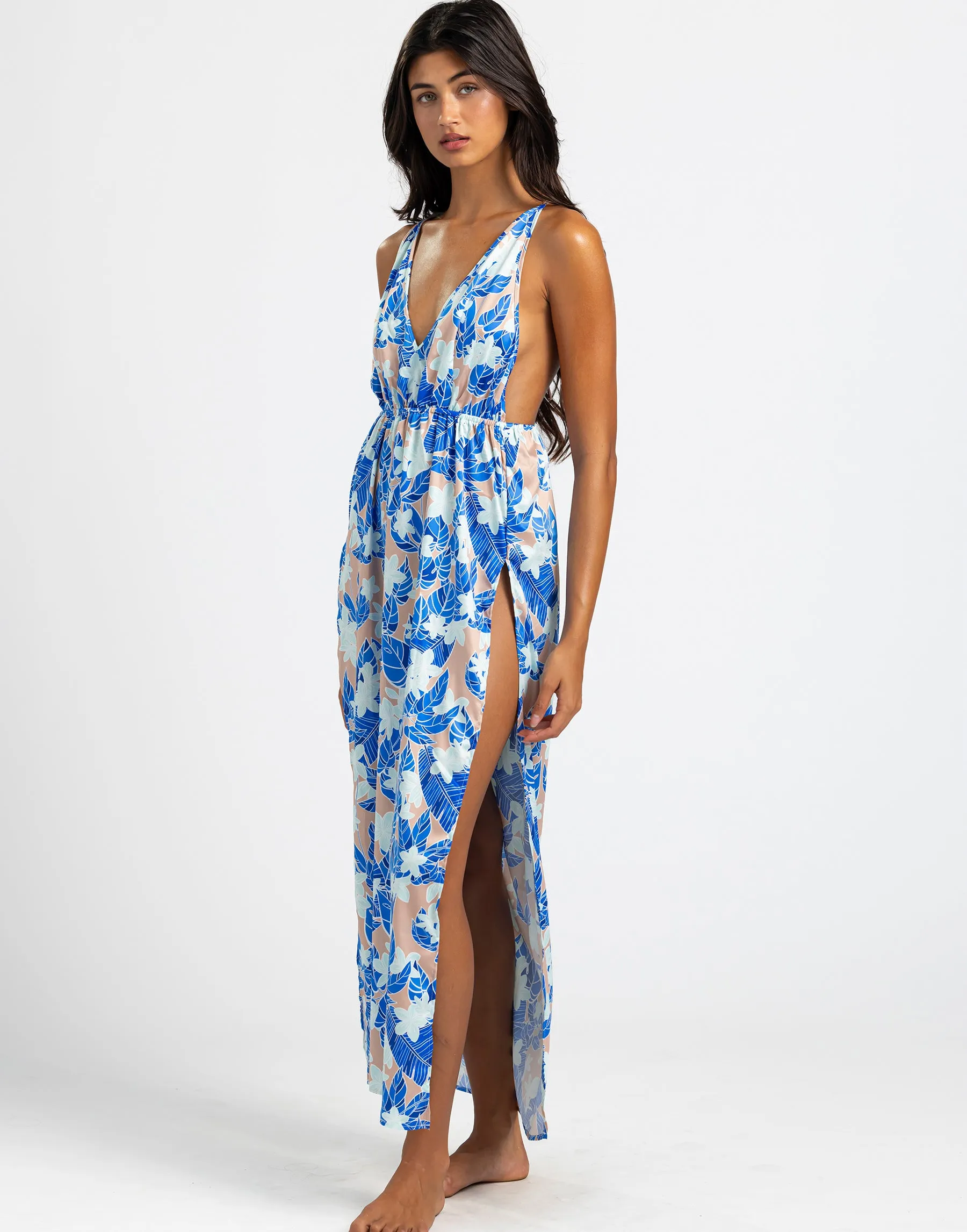 Campbell Maxi Dress - Blue Jungle Floral