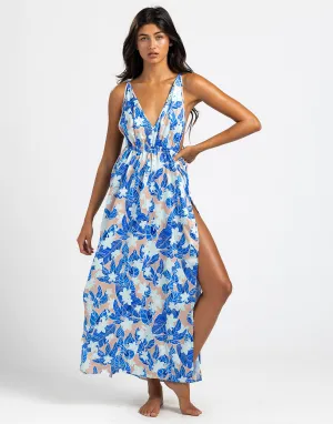 Campbell Maxi Dress - Blue Jungle Floral