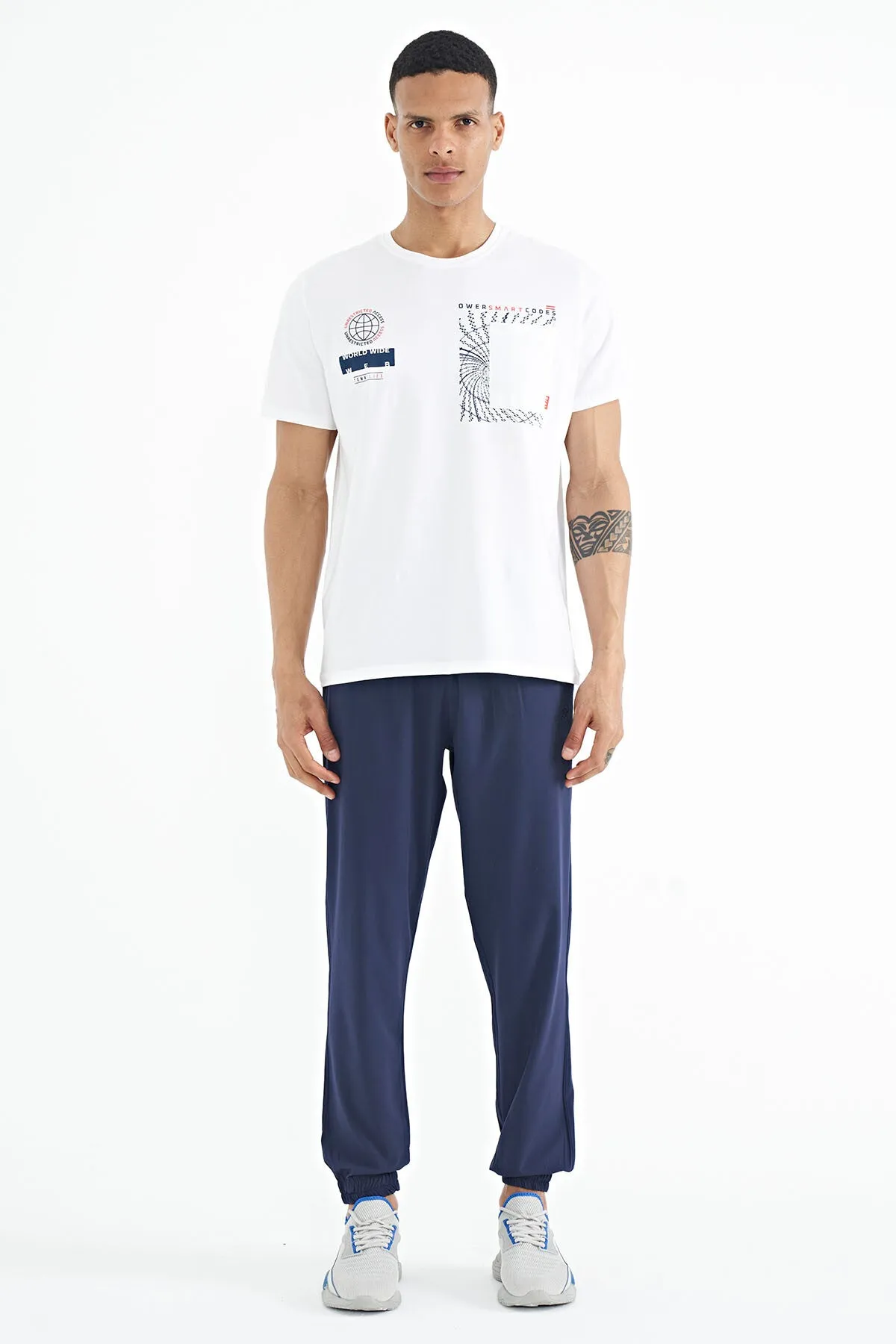 cep detayli baskili o yaka erkek t-shirt - 88184