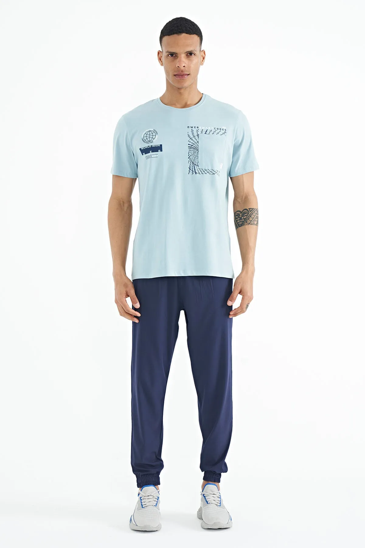 cep detayli baskili o yaka erkek t-shirt - 88184