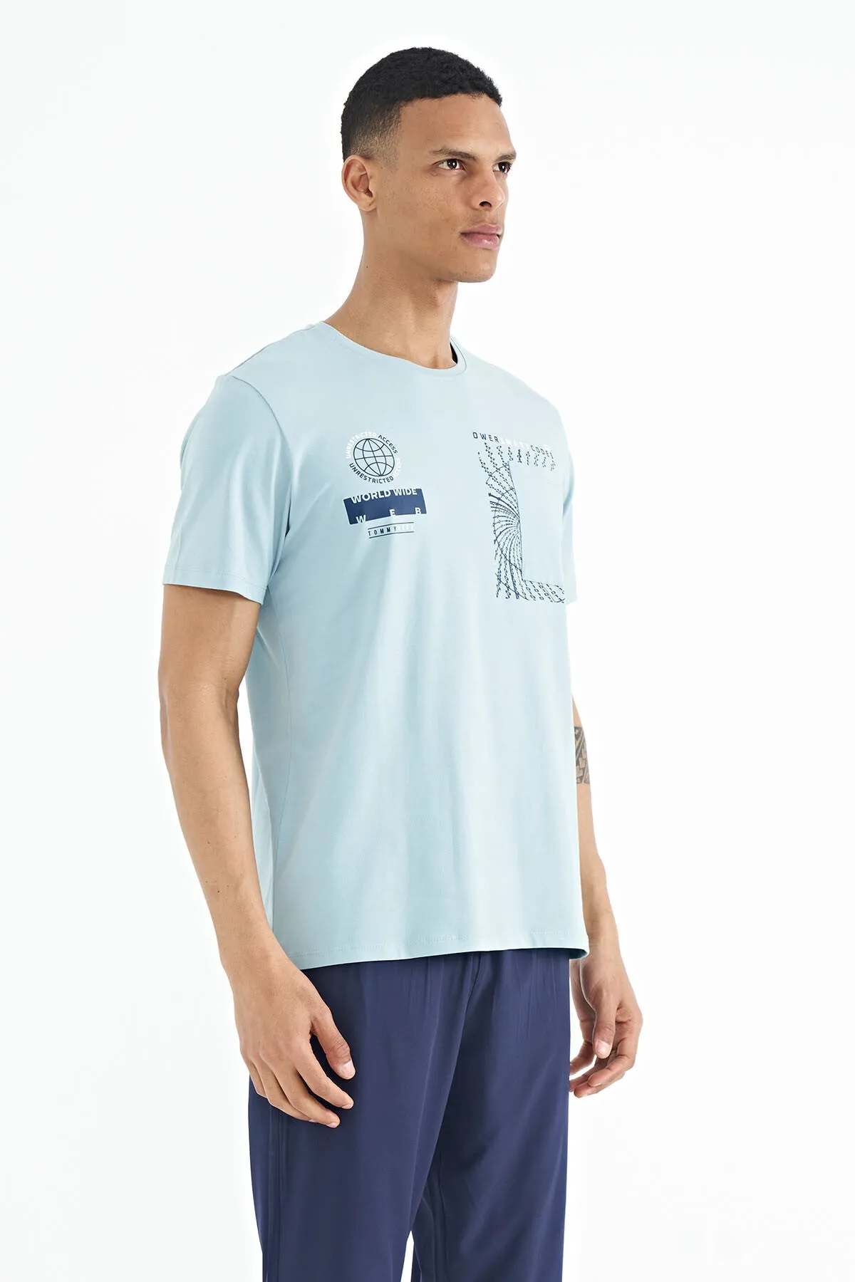 cep detayli baskili o yaka erkek t-shirt - 88184