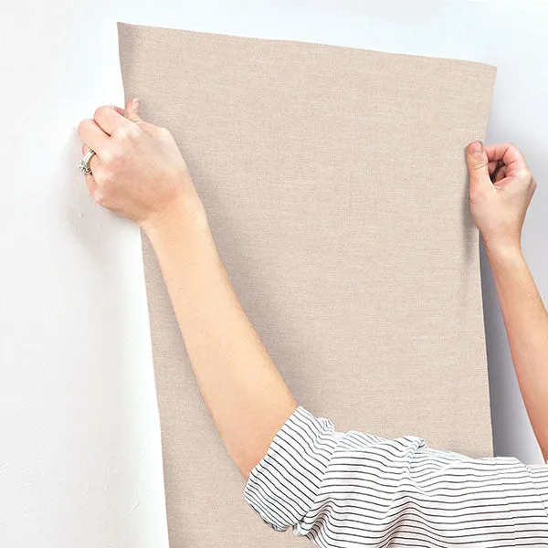 Chambray Blush Faux Fabric Weave Wallpaper