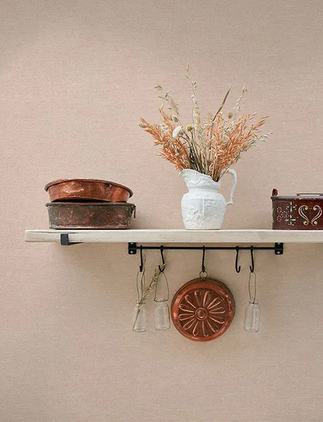 Chambray Blush Faux Fabric Weave Wallpaper