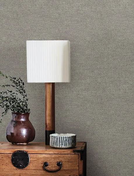 Chambray Grey Faux Fabric Weave Wallpaper