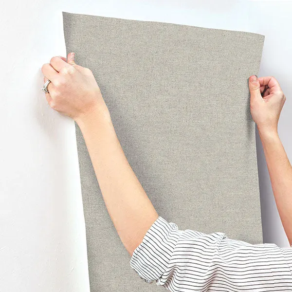 Chambray Grey Faux Fabric Weave Wallpaper