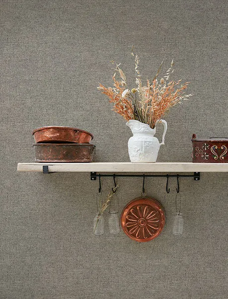 Chambray Grey Faux Fabric Weave Wallpaper