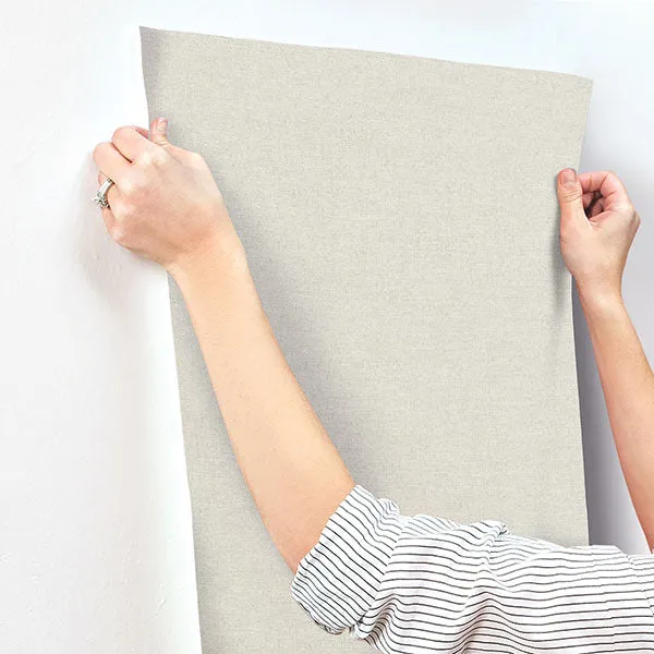 Chambray Light Grey Faux Fabric Weave Wallpaper