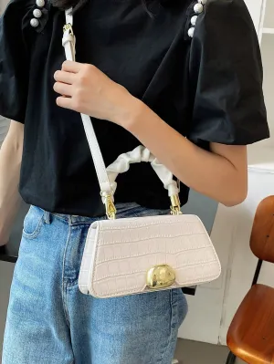 Croc Embossed Satchel Bag