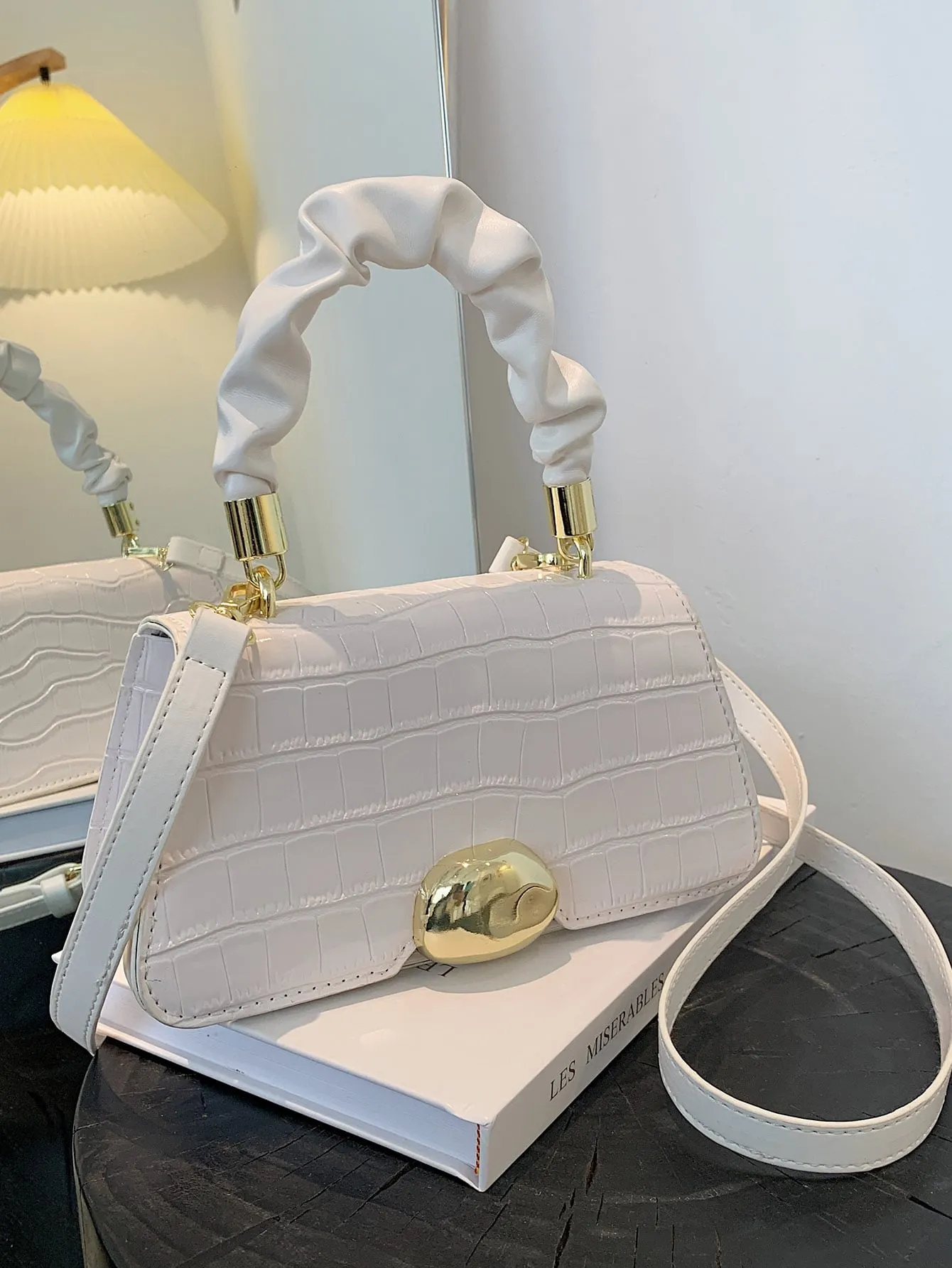 Croc Embossed Satchel Bag