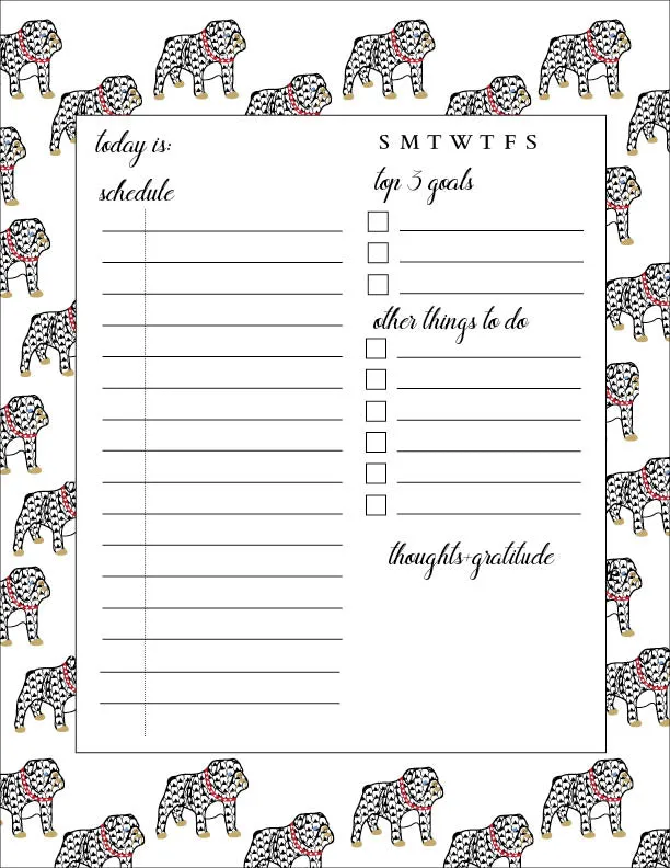 Daily Schedule Pad-Chic Bulldog