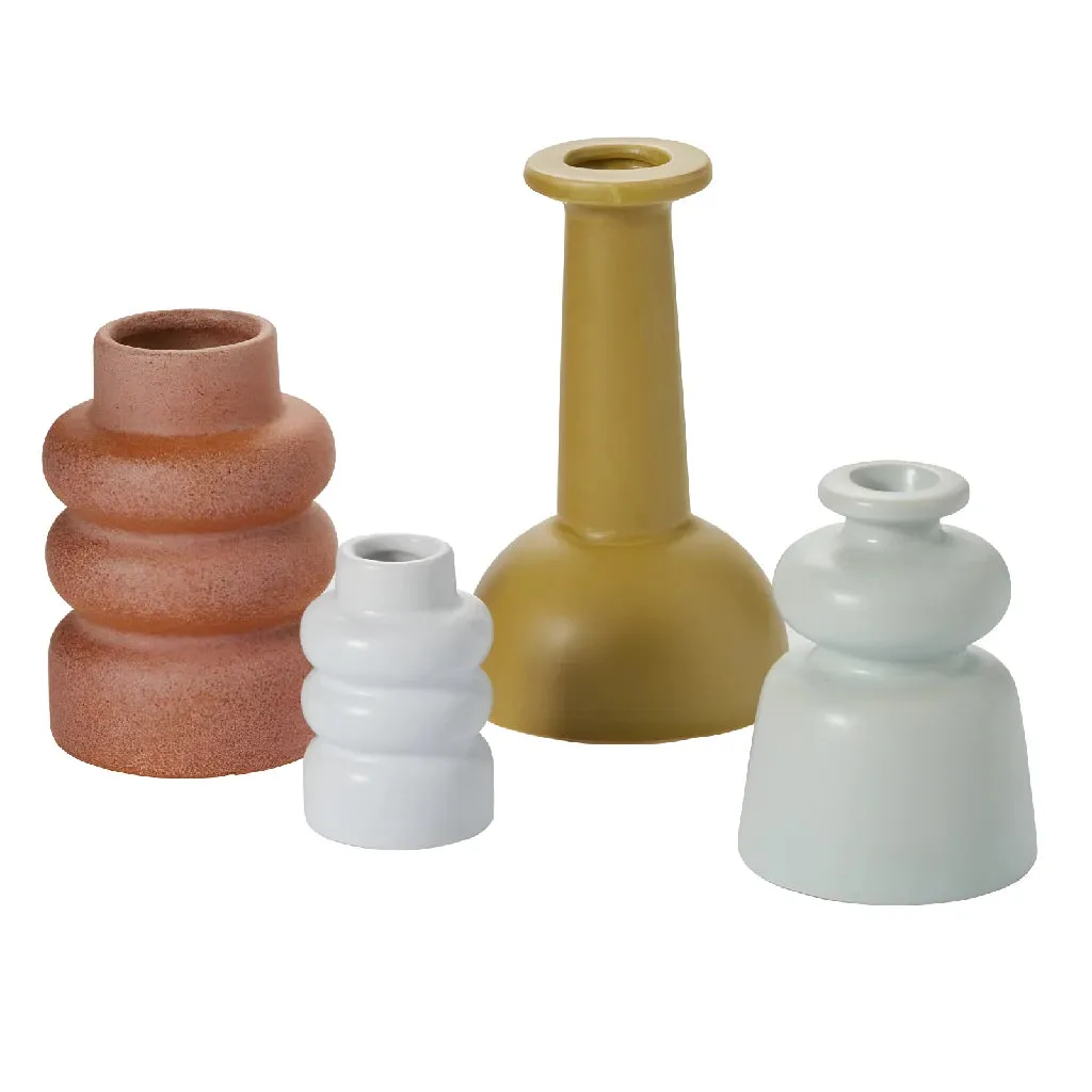 Earthy Glazed Ceramic Colored Bud Vases