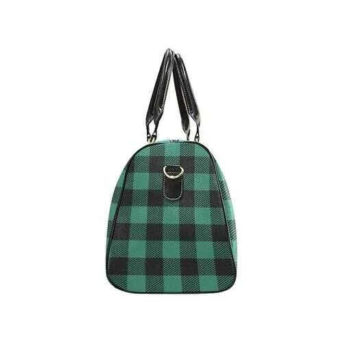Green And Black Flannel Style Travel Bag