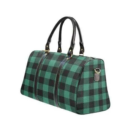 Green And Black Flannel Style Travel Bag