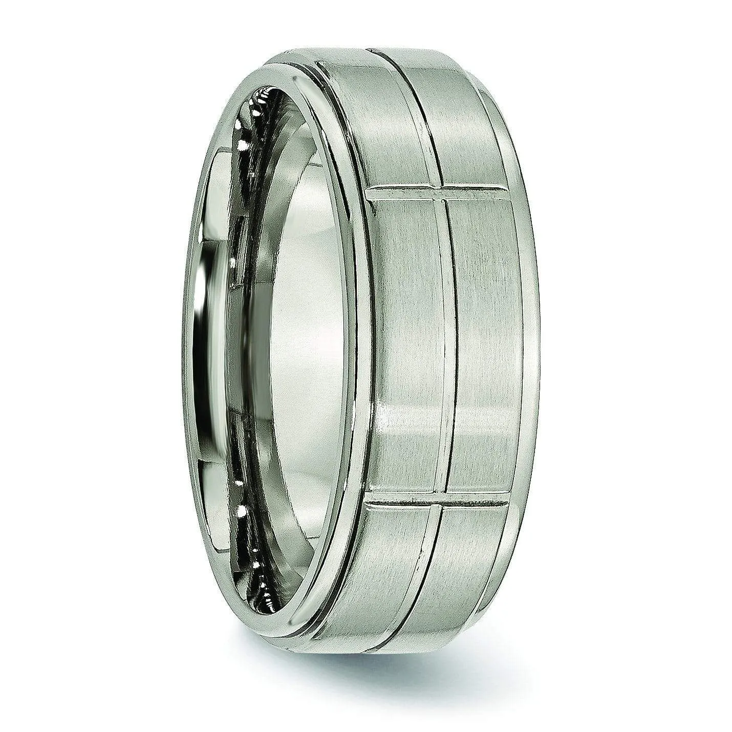 Grooved Titanium Ring for Men 8mm