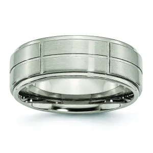 Grooved Titanium Ring for Men 8mm