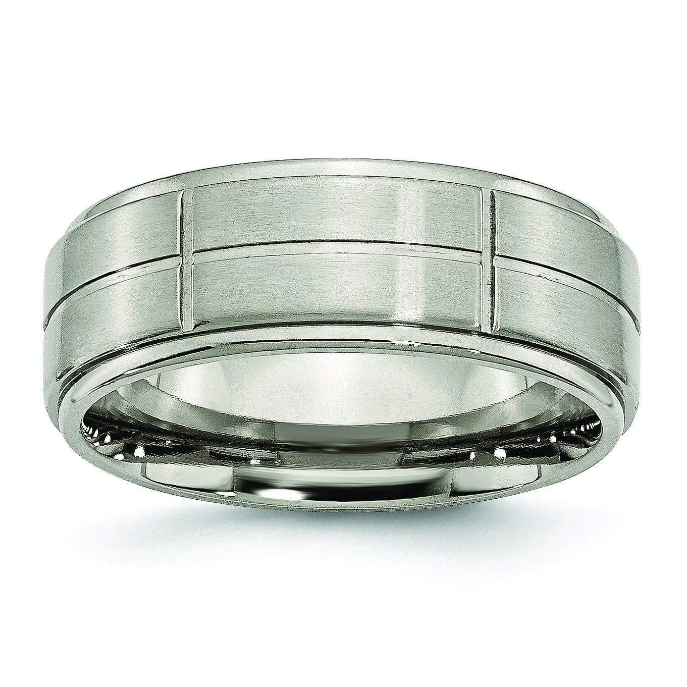 Grooved Titanium Ring for Men 8mm