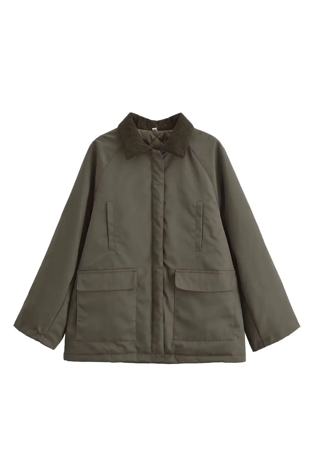 'Hazel' Utility Collar Zip Cotton Jacket