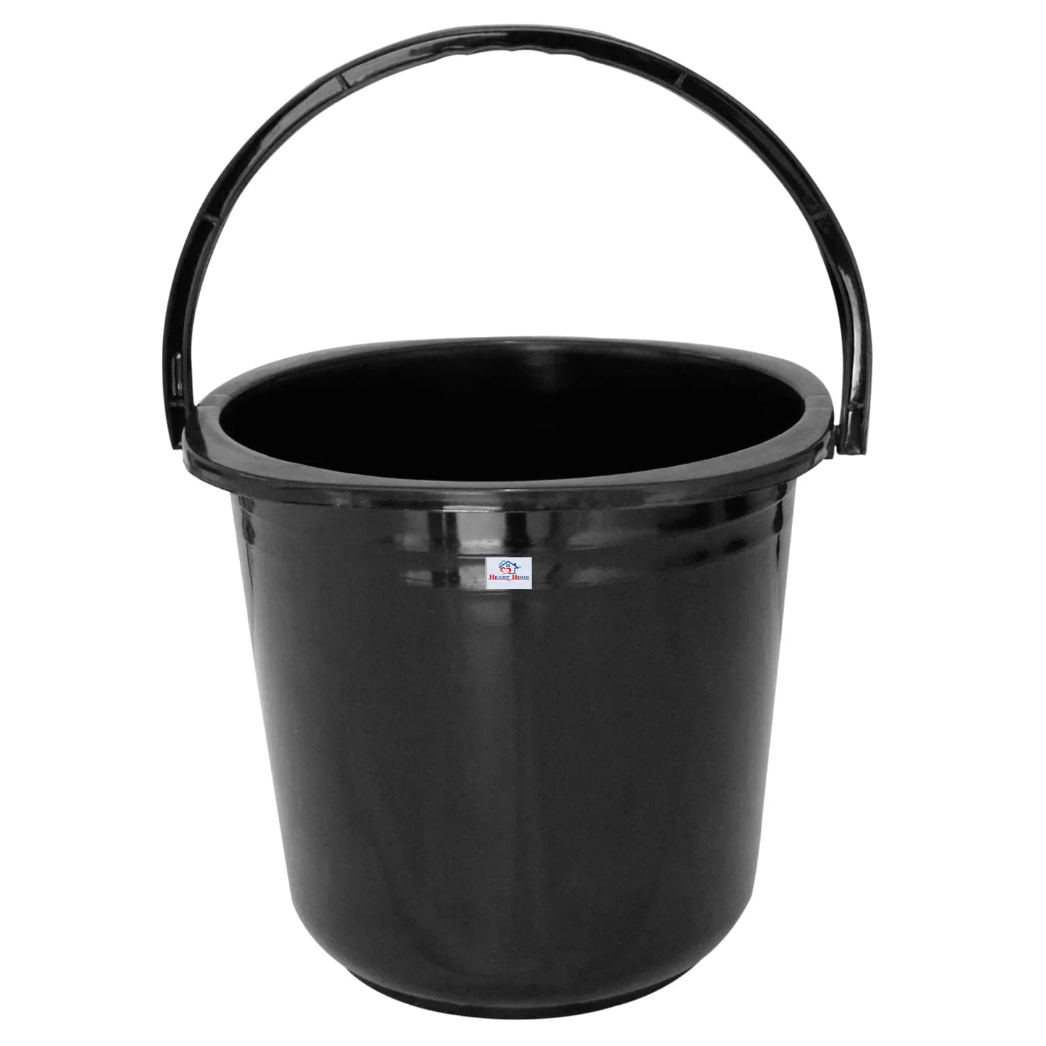 Heart Home 4 Pieces Plastic Bucket, Stool, Mug & Tub Set (Black)