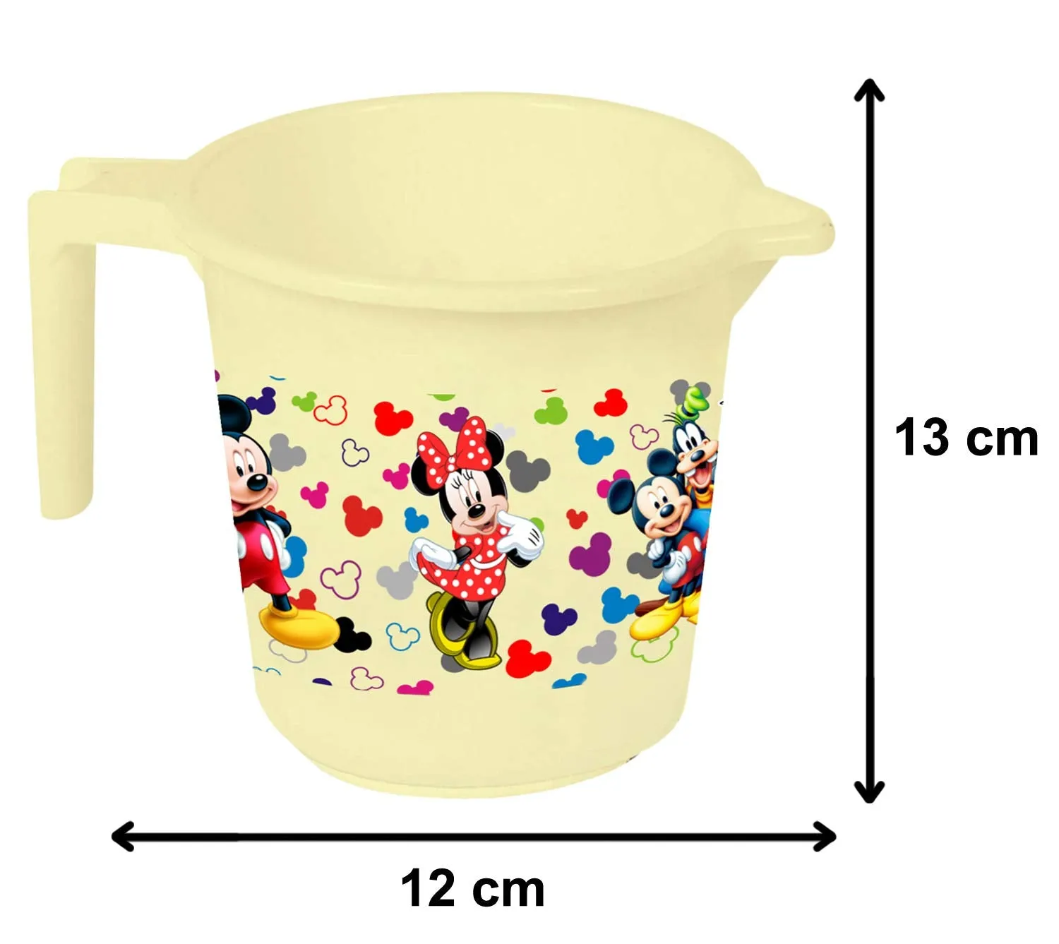 Heart Home Disney Team Mickey Print Plastic Bathing Mugs for Bathroom Bath Accessory, 500 ML (Set of 4,Pink & Cream & Blue & White) -HS_35_HEARTHS17154