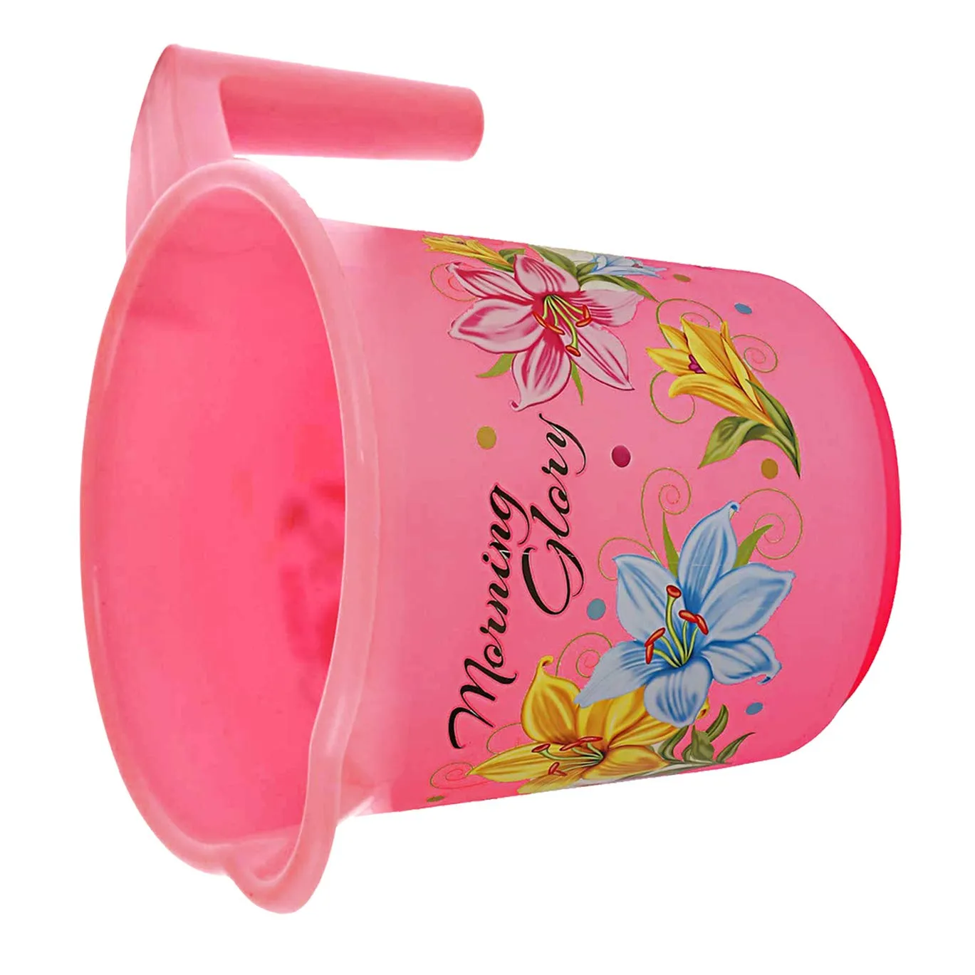 Heart Home Printed 2 Pieces Plastic Bathroom Tub & Mug Set (Pink)